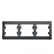 Рамка Glossa 3-постовая , горизонтальная, антрацит