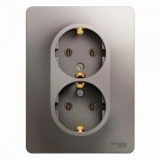 Розетка двойная с заземлением 16А 250В в сборе SE Glossa, платина