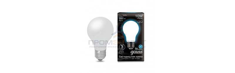 Лампа Gauss Filament А60 10W 860lm 4100К Е27 milky LED 1/10/40