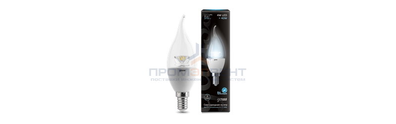 Лампа Gauss LED Candle Tailed Crystal Clear E14 4W 4100K 1/10/50