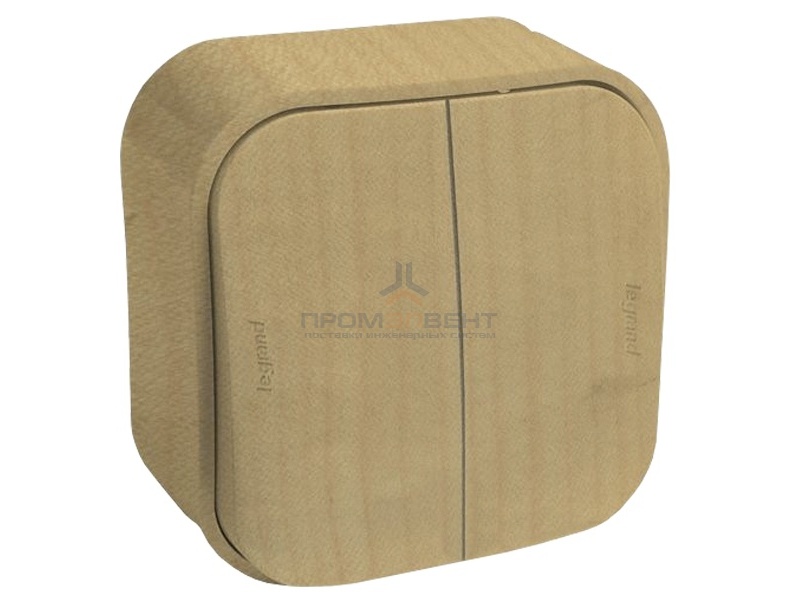 Выключатель двухклавишный Legrand Quteo дерево [уп 20шт]